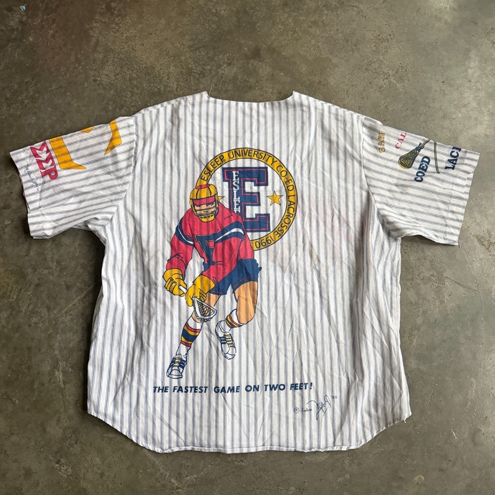 Vintage 90s Esleep Boxer Sleep Shirt Jersey Lacrosse Graphic Mens Small Sports